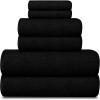 Tens Towels Pack of 6 Zero Twist Towels Set, 2 Bath, 2 Hand, 2 Waschloths, 100% Cotton, Light Weight, Extra Absorbent, Exceptional Softness, Perfect for Bathroom (Beige)(Black)