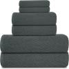 Tens Towels Pack of 6 Zero Twist Towels Set, 2 Bath, 2 Hand, 2 Waschloths, 100% Cotton, Light Weight, Extra Absorbent, Exceptional Softness, Perfect for Bathroom (Beige)(Dark Grey)