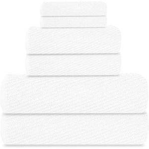Tens Towels Pack of 6 Zero Twist Towels Set, 2 Bath, 2 Hand, 2 Waschloths, 100% Cotton, Light Weight, Extra Absorbent, Exceptional Softness, Perfect for Bathroom (Beige)(White)