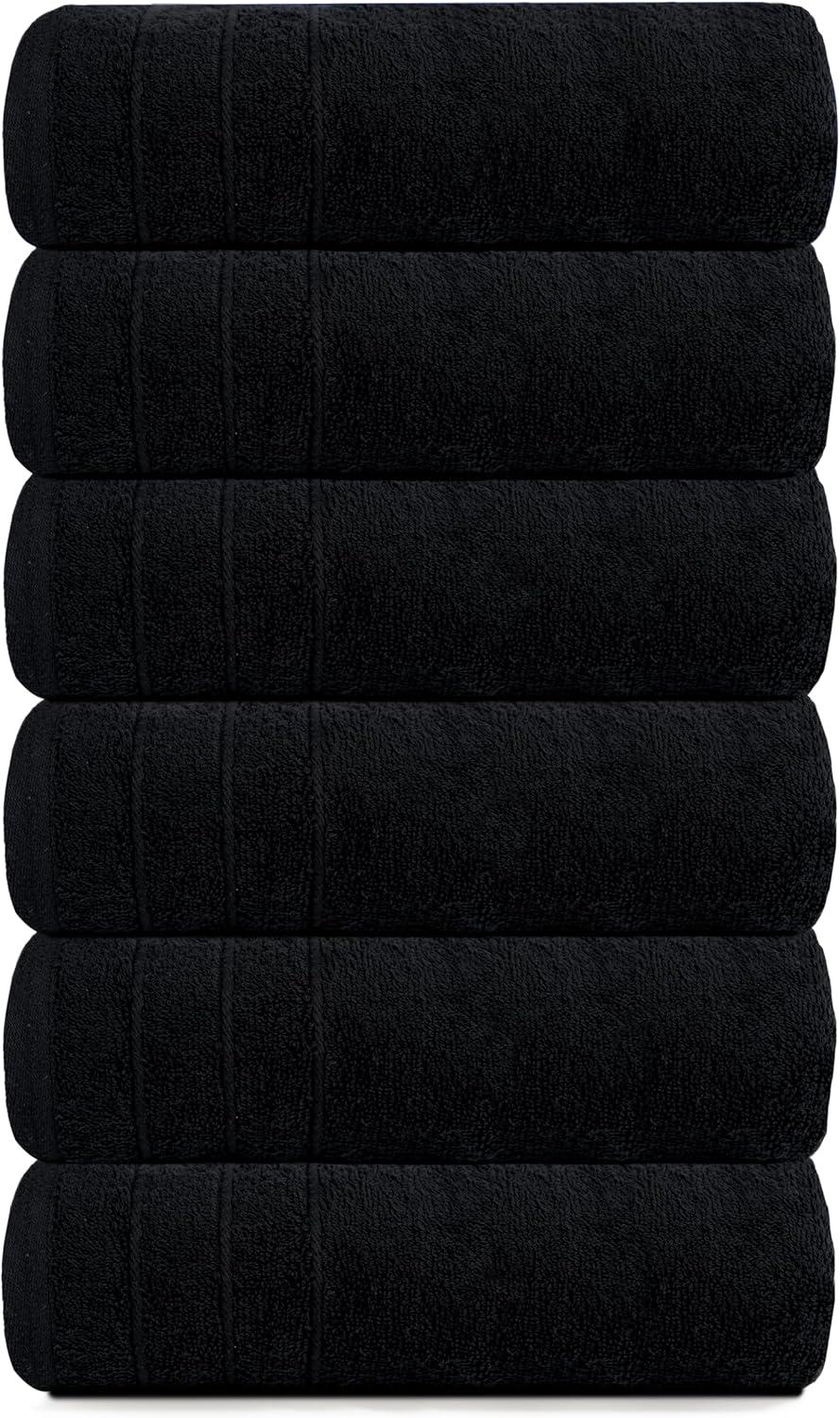 imageTens Towels Pack of 6 Hand Towels 100 Cotton Lighter Weight Quick to Dry 16 x 28 Inches Super Soft amp Absorbent Perfect for Bathroom amp Kitchen BlueBlack