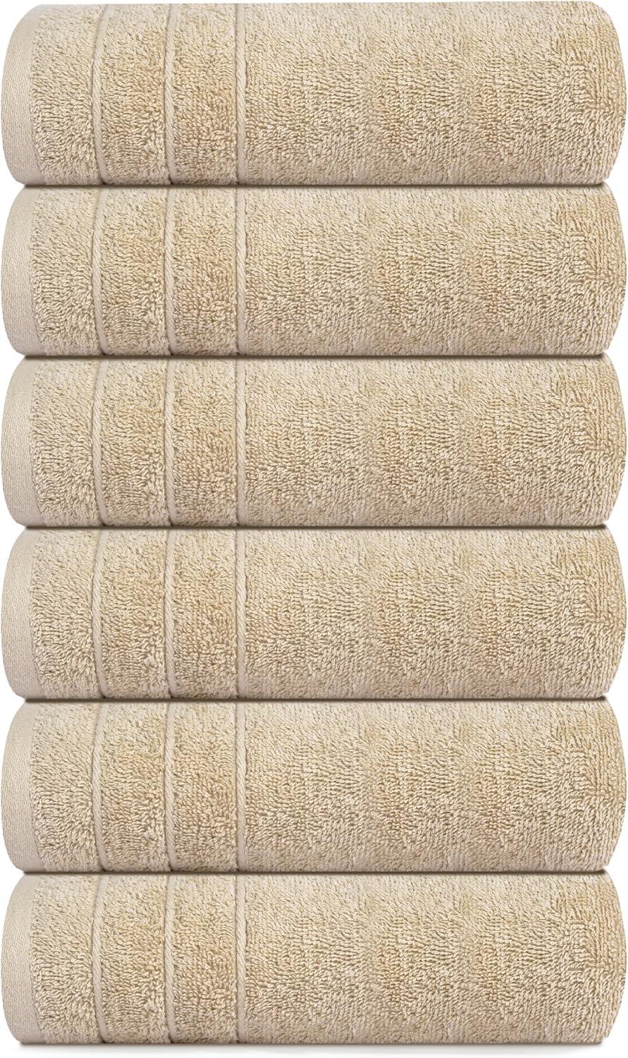 imageTens Towels Pack of 6 Hand Towels 100 Cotton Lighter Weight Quick to Dry 16 x 28 Inches Super Soft amp Absorbent Perfect for Bathroom amp Kitchen BlueBeige
