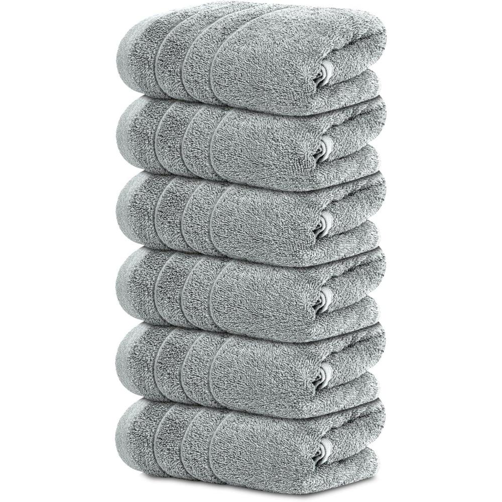 imageTens Towels Pack of 6 Hand Towels 100 Cotton Lighter Weight Quick to Dry 16 x 28 Inches Super Soft amp Absorbent Perfect for Bathroom amp Kitchen BlueSilver Grey