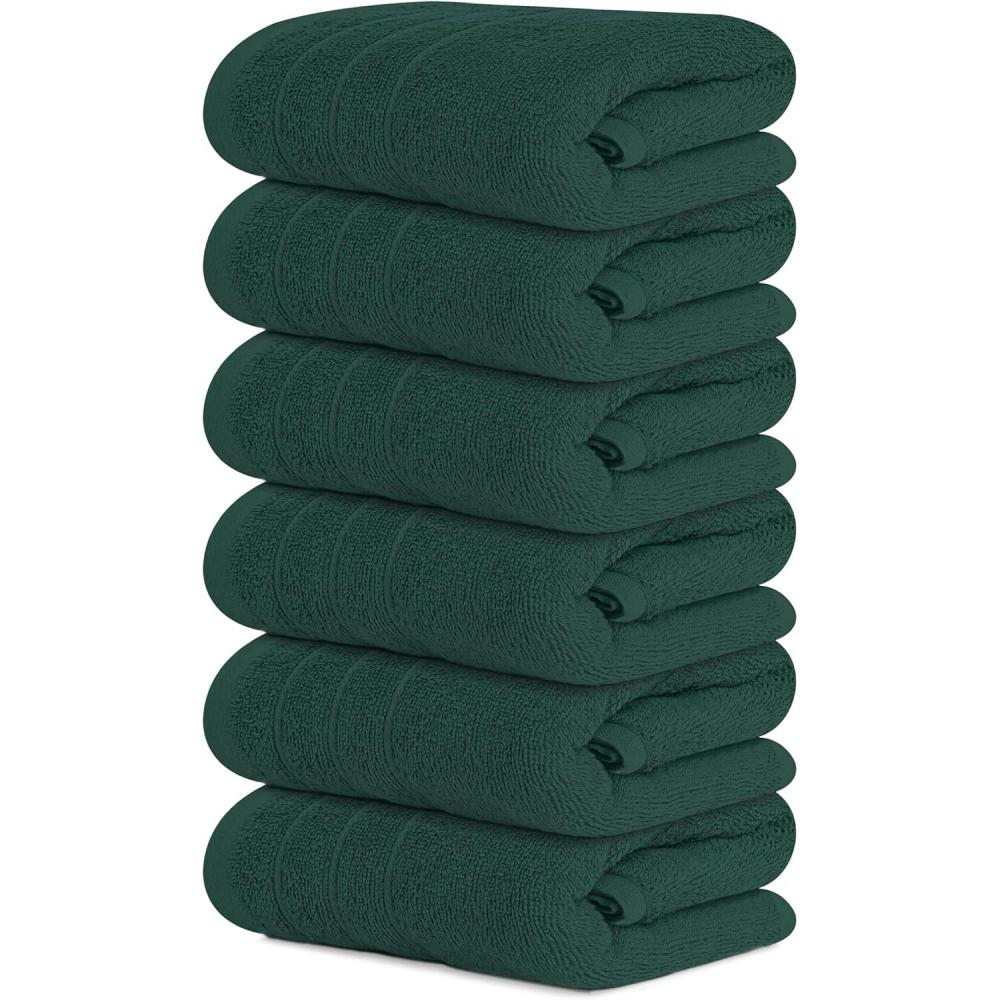 imageTens Towels Pack of 6 Hand Towels 100 Cotton Lighter Weight Quick to Dry 16 x 28 Inches Super Soft amp Absorbent Perfect for Bathroom amp Kitchen BlueHunter Green
