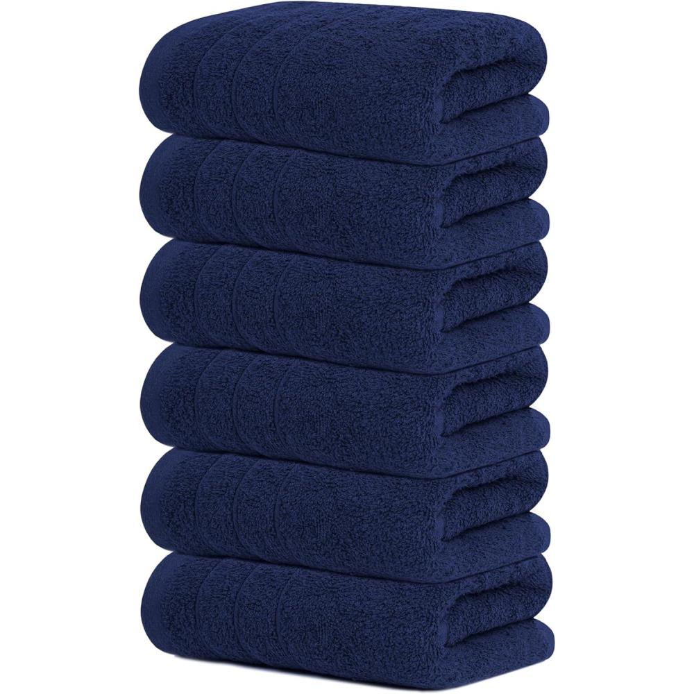 imageTens Towels Pack of 6 Hand Towels 100 Cotton Lighter Weight Quick to Dry 16 x 28 Inches Super Soft amp Absorbent Perfect for Bathroom amp Kitchen BlueNavy
