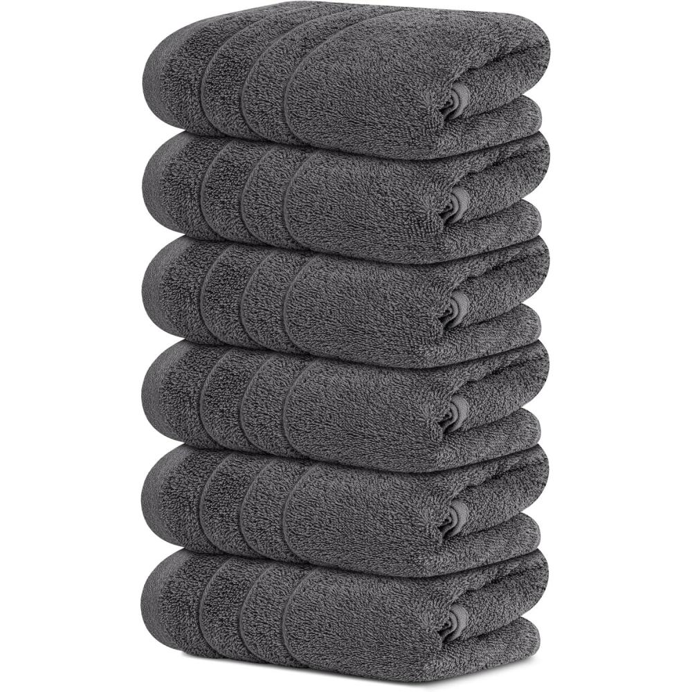 imageTens Towels Pack of 6 Hand Towels 100 Cotton Lighter Weight Quick to Dry 16 x 28 Inches Super Soft amp Absorbent Perfect for Bathroom amp Kitchen BlueDark Grey