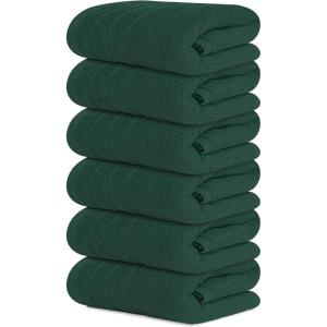 Tens Towels Pack of 6 Hand Towels, 100% Cotton, Lighter Weight, Quick to Dry, 16 x 28 Inches, Super Soft & Absorbent, Perfect for Bathroom & Kitchen, Blue(Hunter Green)