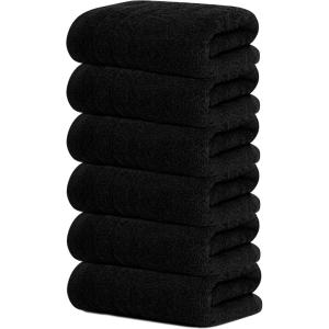 Tens Towels Pack of 6 Hand Towels, 100% Cotton, Lighter Weight, Quick to Dry, 16 x 28 Inches, Super Soft & Absorbent, Perfect for Bathroom & Kitchen, Blue(Black)