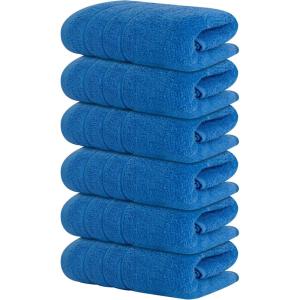 Tens Towels Pack of 6 Hand Towels, 100% Cotton, Lighter Weight, Quick to Dry, 16 x 28 Inches, Super Soft & Absorbent, Perfect for Bathroom & Kitchen, Blue(Midnight Blue)
