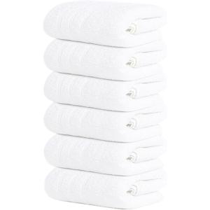 Tens Towels Pack of 6 Hand Towels, 100% Cotton, Lighter Weight, Quick to Dry, 16 x 28 Inches, Super Soft & Absorbent, Perfect for Bathroom & Kitchen, Blue(White)