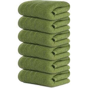 Tens Towels Pack of 6 Hand Towels, 100% Cotton, Lighter Weight, Quick to Dry, 16 x 28 Inches, Super Soft & Absorbent, Perfect for Bathroom & Kitchen, Blue(Forest Green)
