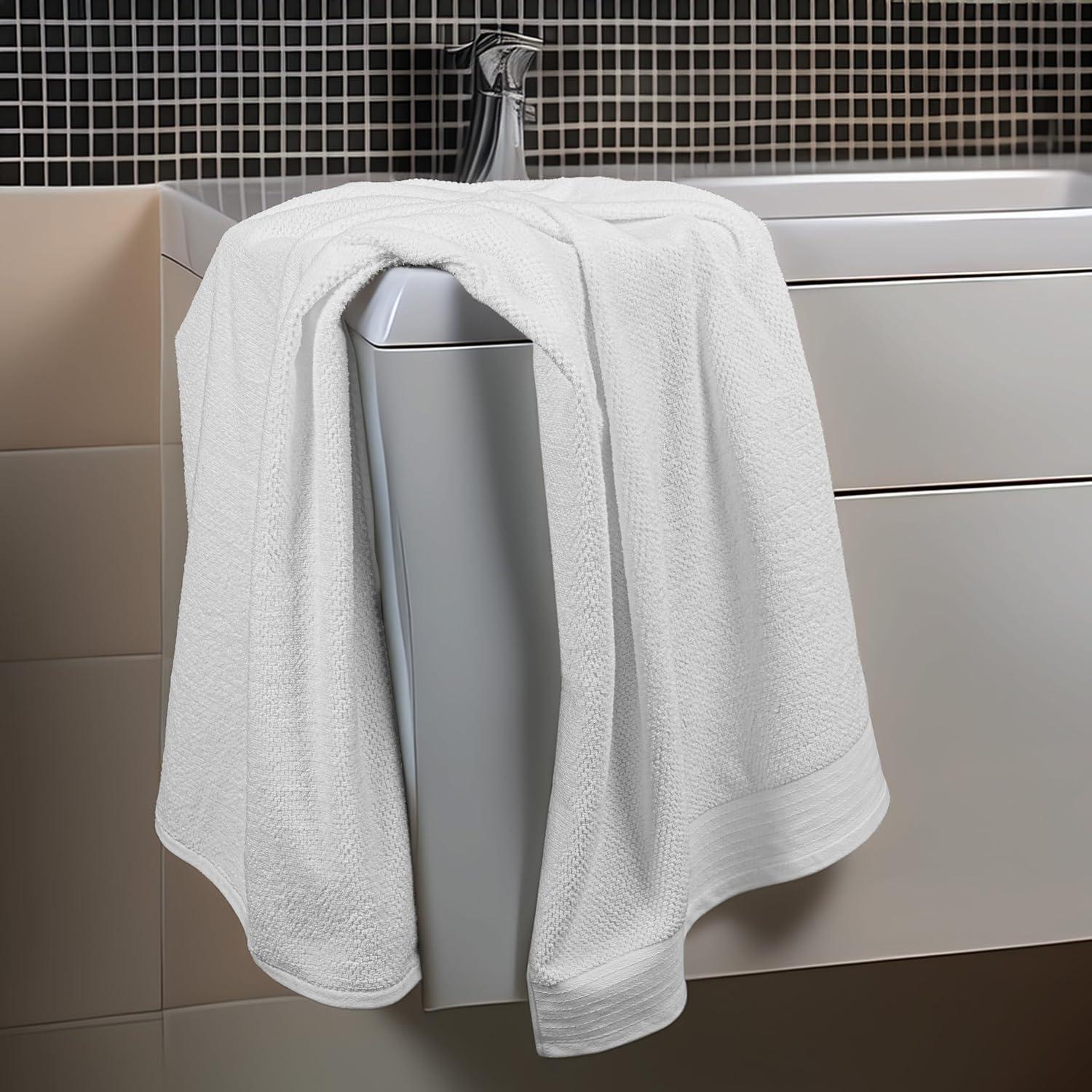 imageTens Towels Pack of 8 Popcorn Textured Luxury Towels Set 2 Extra Large Bath 2 Hand 4 Washcloths 100 Cotton Plush Hotel Quality Super Absorbent Perfect for Your Bathroom Denim BlueWhite