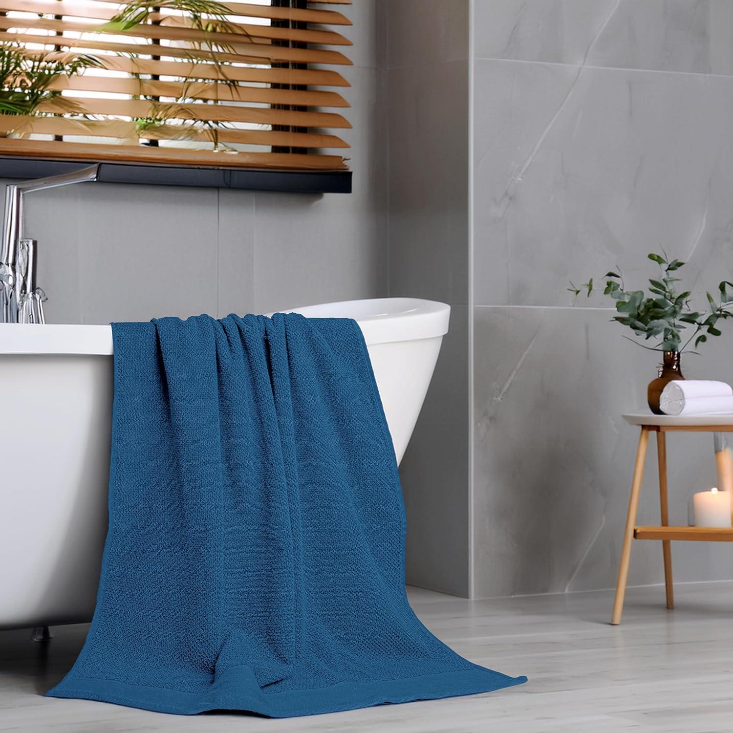 imageTens Towels Pack of 8 Popcorn Textured Luxury Towels Set 2 Extra Large Bath 2 Hand 4 Washcloths 100 Cotton Plush Hotel Quality Super Absorbent Perfect for Your Bathroom Denim BlueDenim Blue
